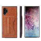 For Galaxy Note10+ Fierre Shann Full Coverage Protective Leather Case with Holder & Card Slot(Brown) - 1