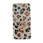 For iPhone 11 Pro Max Glossy Leopard Pattern Shockproof TPU Case with Diamond Ring Holder (White) - 1