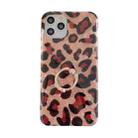 For iPhone 11 Pro Max Glossy Leopard Pattern Shockproof TPU Case with Diamond Ring Holder (Brown) - 1