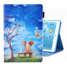 For iPad 10.2 2021 / 2020 / 2019 Coloured Drawing Pattern Horizontal Flip Leather Case with Holder & Card Slots & Photo Frame(Elephant Bunny) - 1