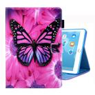 For iPad 10.2 2021 / 2020 / 2019 Coloured Drawing Pattern Horizontal Flip Leather Case with Holder & Card Slots & Photo Frame(Red Flower Pink Butterfly) - 1