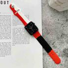 Silicone Color Matching Watch Band For Apple Watch Series 9&8&7 41mm / SE 3&SE 2&6&SE&5&4 40mm / 3&2&1 38mm(Red+White+Black) - 1