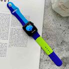 Silicone Color Matching Watch Band For Apple Watch Series 7 45mm / 6 & SE & 5 & 4 44mm / 3 & 2 & 1 42mm(Dark Blue + Light Blue + Fluorescent Green) - 1