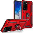 For Samsung Galaxy S21 Ultra 5G Shockproof TPU + PC Protective Case with 360 Degree Rotating Holder(Red) - 1