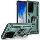 For Samsung Galaxy S21 Ultra 5G Shockproof TPU + PC Protective Case with 360 Degree Rotating Holder(Green) - 1