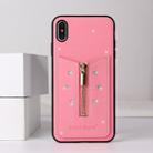 For iPhone XR Starry Sky Star Zipper Protective Case with Card Slot(Pink) - 1
