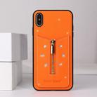 For iPhone XR Starry Sky Star Zipper Protective Case with Card Slot(Orange) - 1