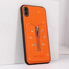 For iPhone XR Starry Sky Star Zipper Protective Case with Card Slot(Orange) - 2