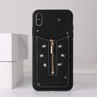 For iPhone XS Max Starry Sky Star Zipper Protective Case with Card Slot(Black) - 1