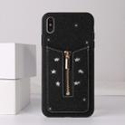 For iPhone XS / X Starry Sky Star Zipper Protective Case with Card Slot(Black) - 1