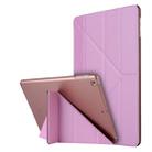 For iPad 10.2 2021 / 2020 / 2019 Silk Texture Horizontal Deformation Flip Leather Case with Holder(Pink) - 1