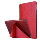 For iPad 10.2 2021 / 2020 / 2019 Silk Texture Horizontal Deformation Flip Leather Case with Holder(Red) - 1