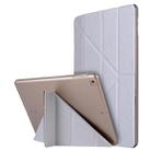 For iPad 10.2 2021 / 2020 / 2019 Silk Texture Horizontal Deformation Flip Leather Case with Holder(Silver) - 1