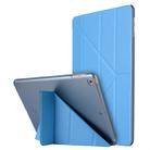 For iPad 10.2 2021 / 2020 / 2019 Silk Texture Horizontal Deformation Flip Leather Case with Holder(Light Blue) - 1