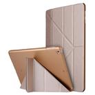 For iPad 10.2 2021 / 2020 / 2019 Silk Texture Horizontal Deformation Flip Leather Case with Holder(Gold) - 1