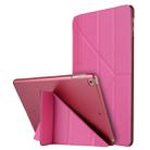 For iPad 10.2 2021 / 2020 / 2019 Silk Texture Horizontal Deformation Flip Leather Case with Holder(Rose Red) - 1