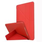 For iPad 10.2 2021 / 2020 / 2019 TPU Horizontal Deformation Flip Leather Case with Holder(Red) - 1