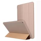 For iPad 10.2 2021 / 2020 / 2019 TPU Horizontal Flip Leather Case, with Three-folding Holder(Gold) - 1