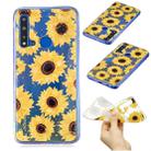 For Huawei Nova 5i Cartoon Pattern Gold Foil Style Dropping Glue TPU Soft Protective Case(Sunflower) - 1