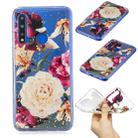 For Huawei Nova 5i Cartoon Pattern Gold Foil Style Dropping Glue TPU Soft Protective Case(Flower) - 1