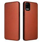 For LG K53 Carbon Fiber Texture Horizontal Flip TPU + PC + PU Leather Case with Card Slot(Brown) - 1