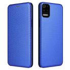 For LG K53 Carbon Fiber Texture Horizontal Flip TPU + PC + PU Leather Case with Card Slot(Blue) - 1