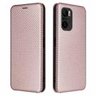 For Xiaomi Redmi K40 / K40 Pro Carbon Fiber Texture Horizontal Flip TPU + PC + PU Leather Case with Card Slot(Pink) - 1