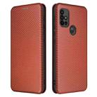 For Motorola Moto G30 / G10 Carbon Fiber Texture Horizontal Flip TPU + PC + PU Leather Case with Card Slot(Brown) - 1