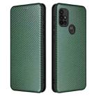 For Motorola Moto G30 / G10 Carbon Fiber Texture Horizontal Flip TPU + PC + PU Leather Case with Card Slot(Green) - 1