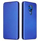 For Motorola Moto G Play (2021) Carbon Fiber Texture Horizontal Flip TPU + PC + PU Leather Case with Card Slot(Blue) - 1