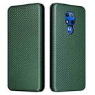 For Motorola Moto G Play (2021) Carbon Fiber Texture Horizontal Flip TPU + PC + PU Leather Case with Card Slot(Green) - 1