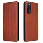 For ZTE Axon 20 5G / 4G Carbon Fiber Texture Horizontal Flip TPU + PC + PU Leather Case with Card Slot(Brown) - 1