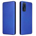 For ZTE Axon 20 5G / 4G Carbon Fiber Texture Horizontal Flip TPU + PC + PU Leather Case with Card Slot(Blue) - 1