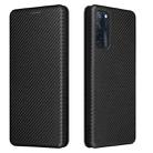 For ZTE Axon 20 5G / 4G Carbon Fiber Texture Horizontal Flip TPU + PC + PU Leather Case with Card Slot(Black) - 1