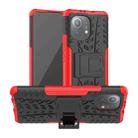 For Xiaomi Mi 11 Tire Texture Shockproof TPU+PC Protective Case with Holder(Red) - 1