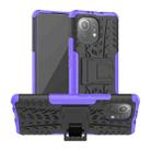 For Xiaomi Mi 11 Tire Texture Shockproof TPU+PC Protective Case with Holder(Purple) - 1