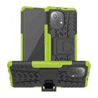 For Xiaomi Mi 11 Tire Texture Shockproof TPU+PC Protective Case with Holder(Green) - 1