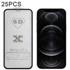 For iPhone 12 / 12 Pro 25pcs 9H 5D Full Glue Full Screen Tempered Glass Film(Black) - 1