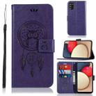 For Samsung Galaxy A02s EU Version Wind Chime Owl Embossing Pattern Horizontal Flip Leather Case with Holder & Card Slots & Wallet(Purple) - 1