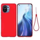 For Xiaomi Mi 11 5G Pure Color Liquid Silicone Shockproof Full Coverage Case(Red) - 1
