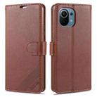For Xiaomi Mi 11 AZNS Magnetic Calf Texture Horizontal Flip Leather Case with Card Slots & Holder & Wallet(Dark Brown) - 1