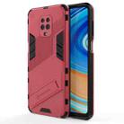 For Xiaomi Redmi Note 9 Pro Max Punk Armor 2 in 1 PC + TPU Shockproof Case with Invisible Holder(Light Red) - 1