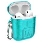 For Apple AirPods 1 PC + TPU Mars Translucent Armor Textured Earphone Protective Case with Anti-lost Buckle, Support Wireless Charging(Mint Green) - 1