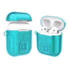 For Apple AirPods 1 PC + TPU Mars Translucent Armor Textured Earphone Protective Case with Anti-lost Buckle, Support Wireless Charging(Mint Green) - 3