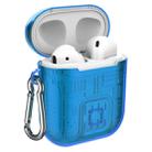For Apple AirPods 1 PC + TPU Mars Translucent Armor Textured Earphone Protective Case with Anti-lost Buckle, Support Wireless Charging(Blue) - 1