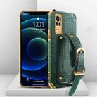 Electroplated TPU Crocodile Pattern Leather Case with Wrist Strap For vivo X60(Green) - 1