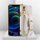 Electroplated TPU Crocodile Pattern Leather Case with Wrist Strap For vivo X60 Pro(White) - 1