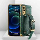 Electroplated TPU Crocodile Pattern Leather Case with Wrist Strap For vivo X60 Pro(Green) - 1