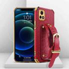 Electroplated TPU Crocodile Pattern Leather Case with Wrist Strap For vivo Y52s 5G(Red) - 1