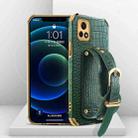 Electroplated TPU Crocodile Pattern Leather Case with Wrist Strap For vivo Y52s 5G(Green) - 1